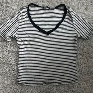 Black and white striped crop top